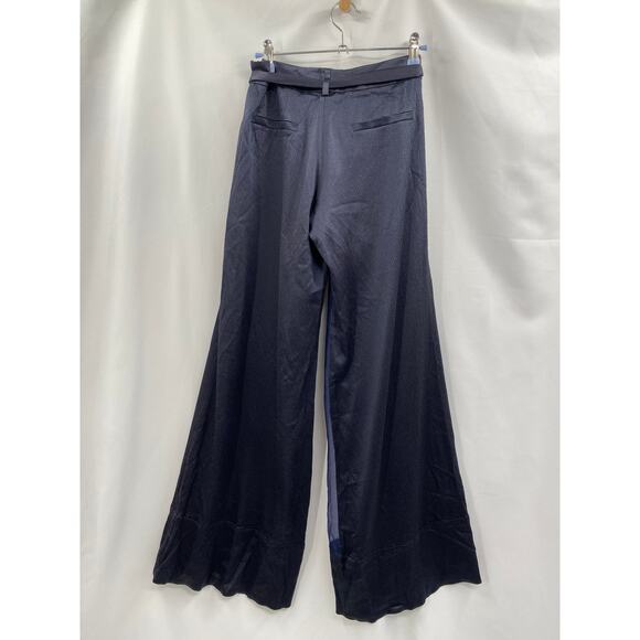 Haney navy mixed media silk wide leg pants - Picture 4 of 6